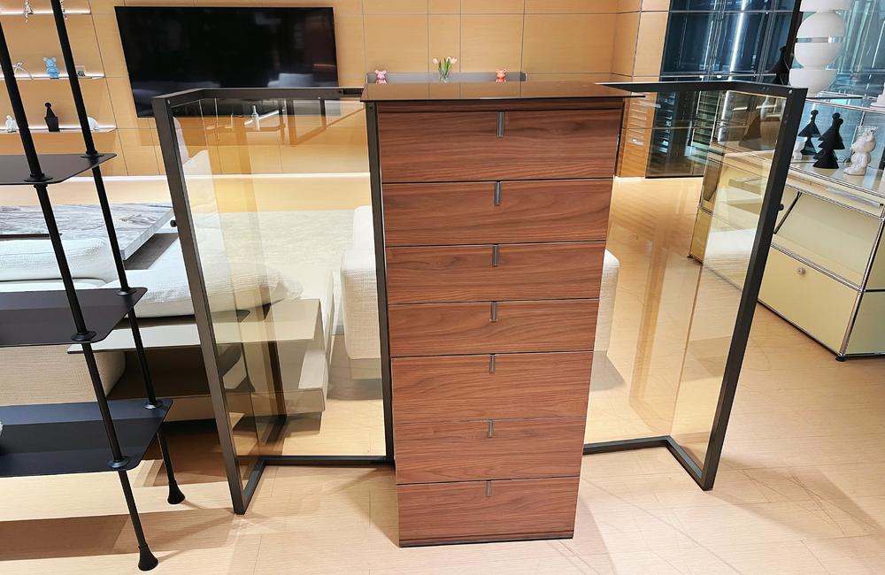 Seven-Compartment Aluminum Glass Drawer Cabinet