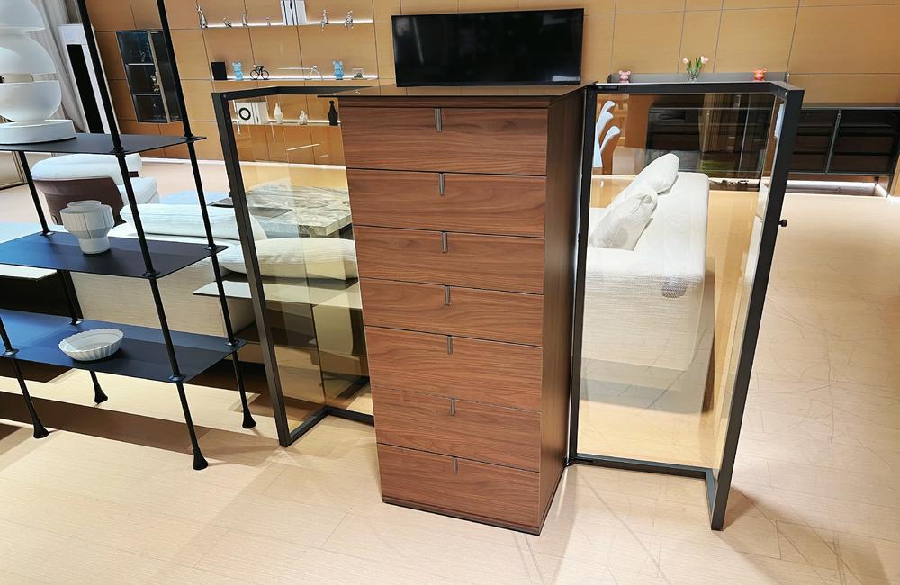 Seven-Compartment Aluminum Glass Drawer Cabinet