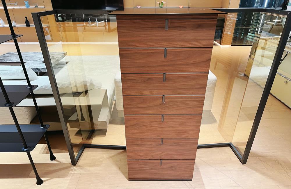 Seven-Compartment Aluminum Glass Drawer Cabinet