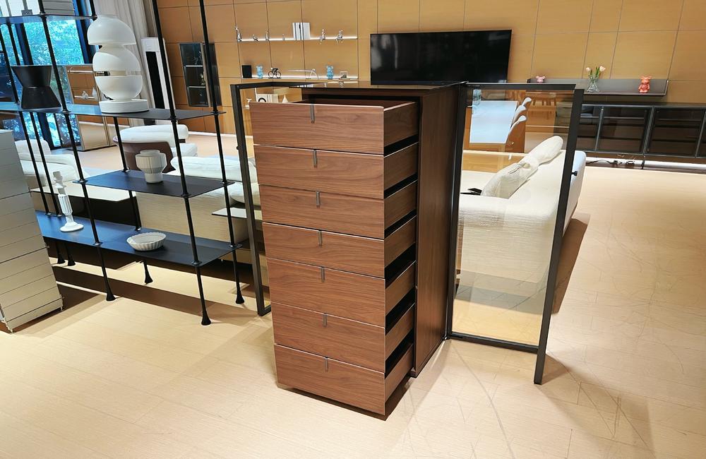 Seven-Compartment Aluminum Glass Drawer Cabinet