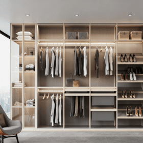The Perfect Fusion of Modern Aluminum and Warm Wood Walk-In Closet Systems