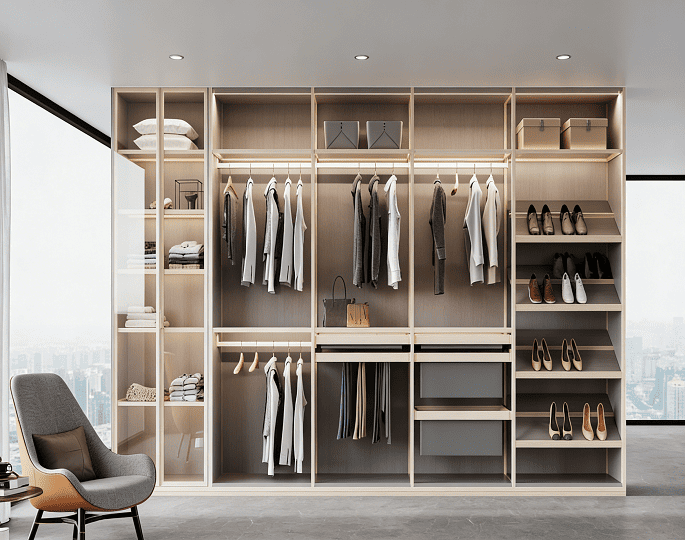 The Perfect Fusion of Modern Aluminum and Warm Wood Walk-In Closet Systems