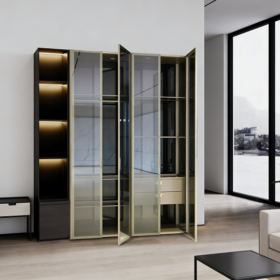 Freestanding Aluminum-Glass Wardrobe: Modern Elegance Meets Functional Storage